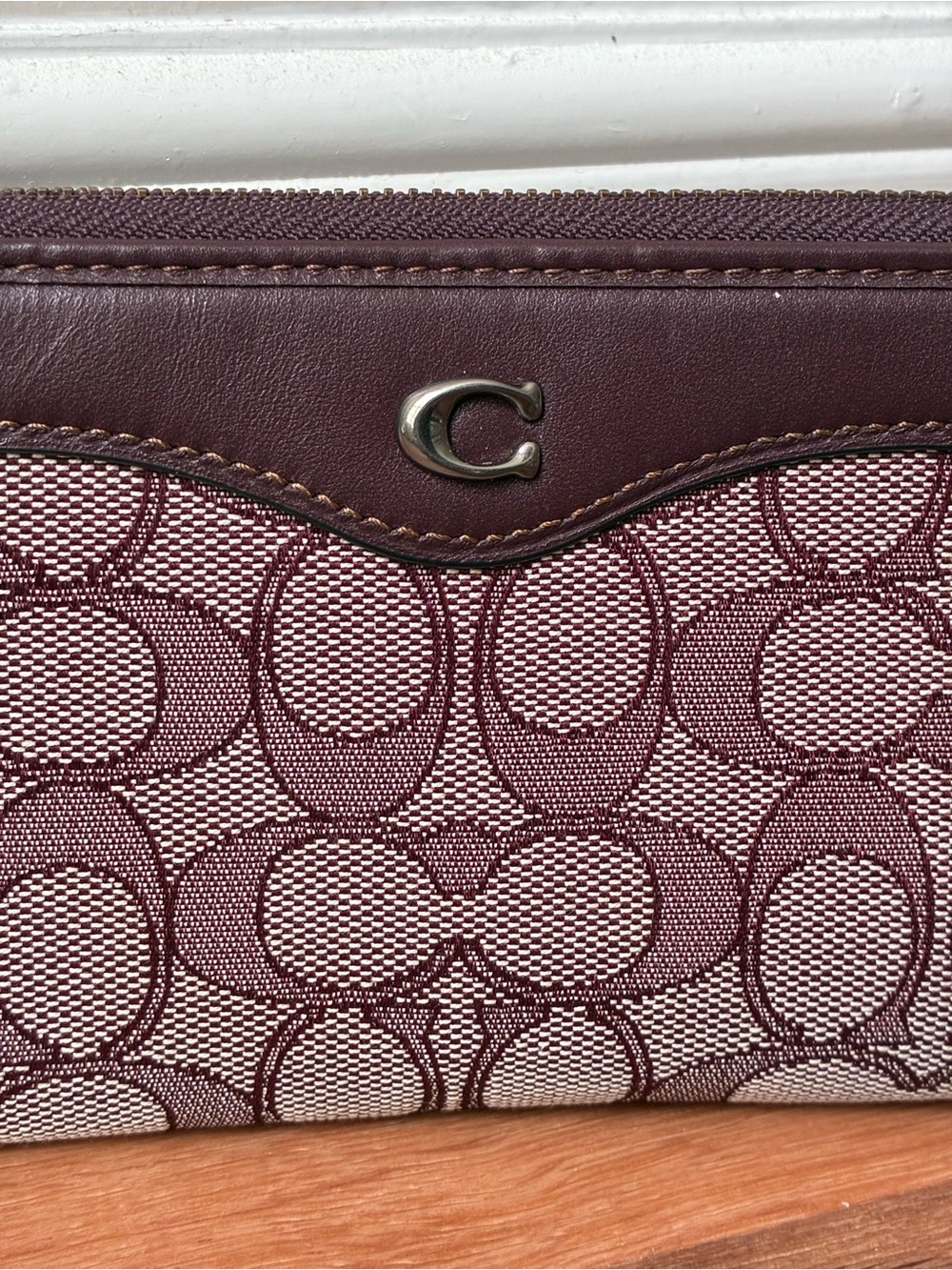 Coach L Zip Wallet In Signature Jacquard and Leather, Like New, 34790 - Picture 3 of 16